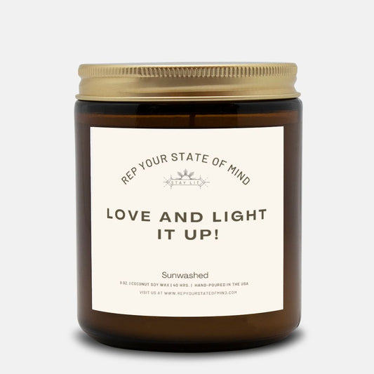 Love and Light It Up. Candle in Sunwashed