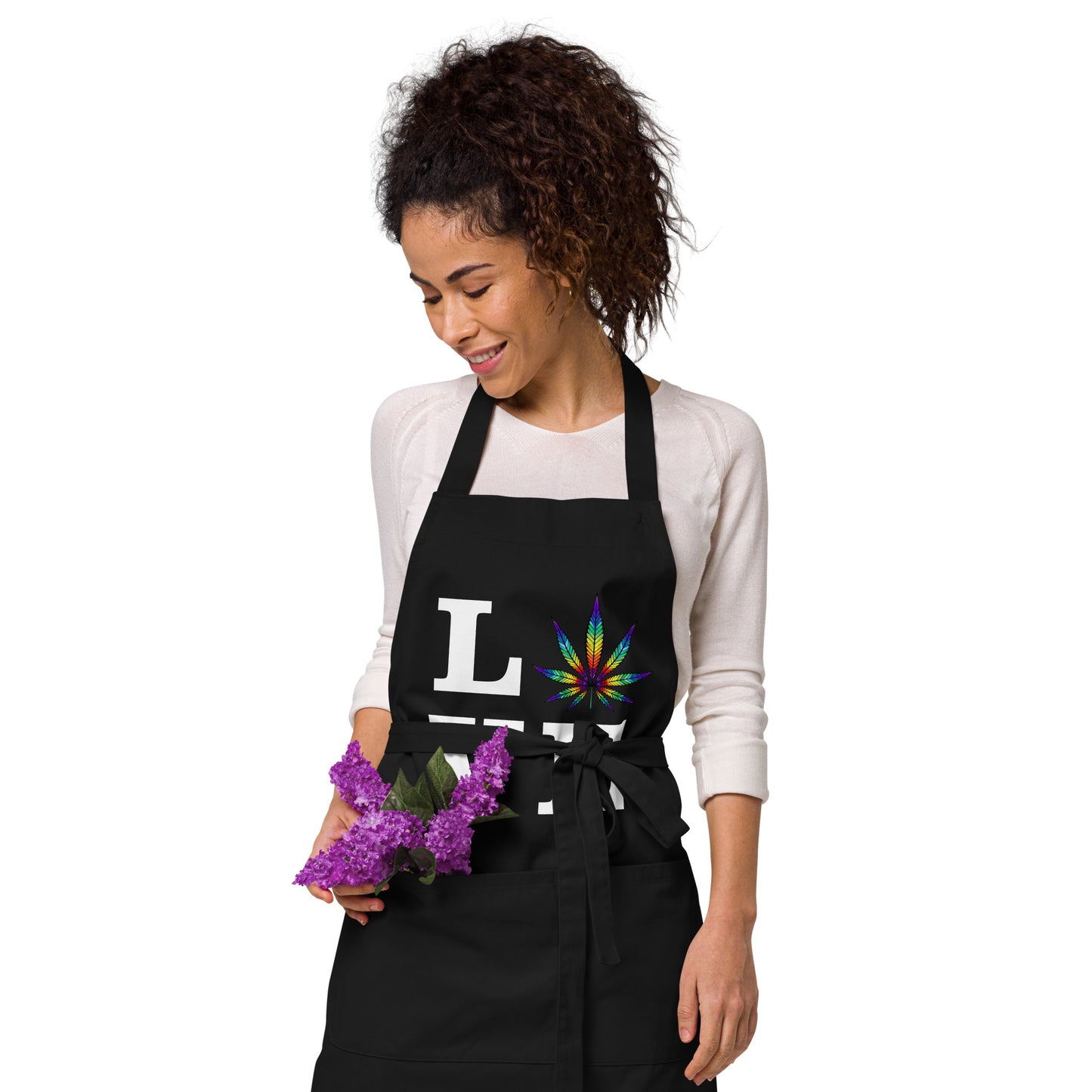 Printed Rainbow Leaf LOVE Organic cotton apron