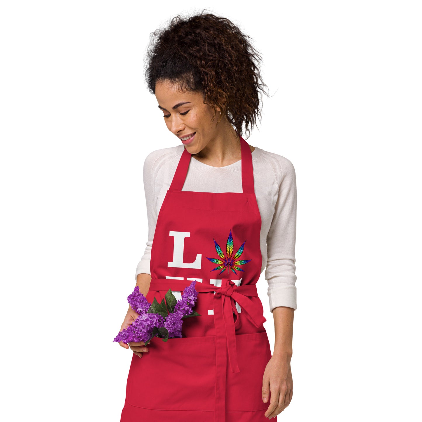 Printed Rainbow Leaf LOVE Organic cotton apron