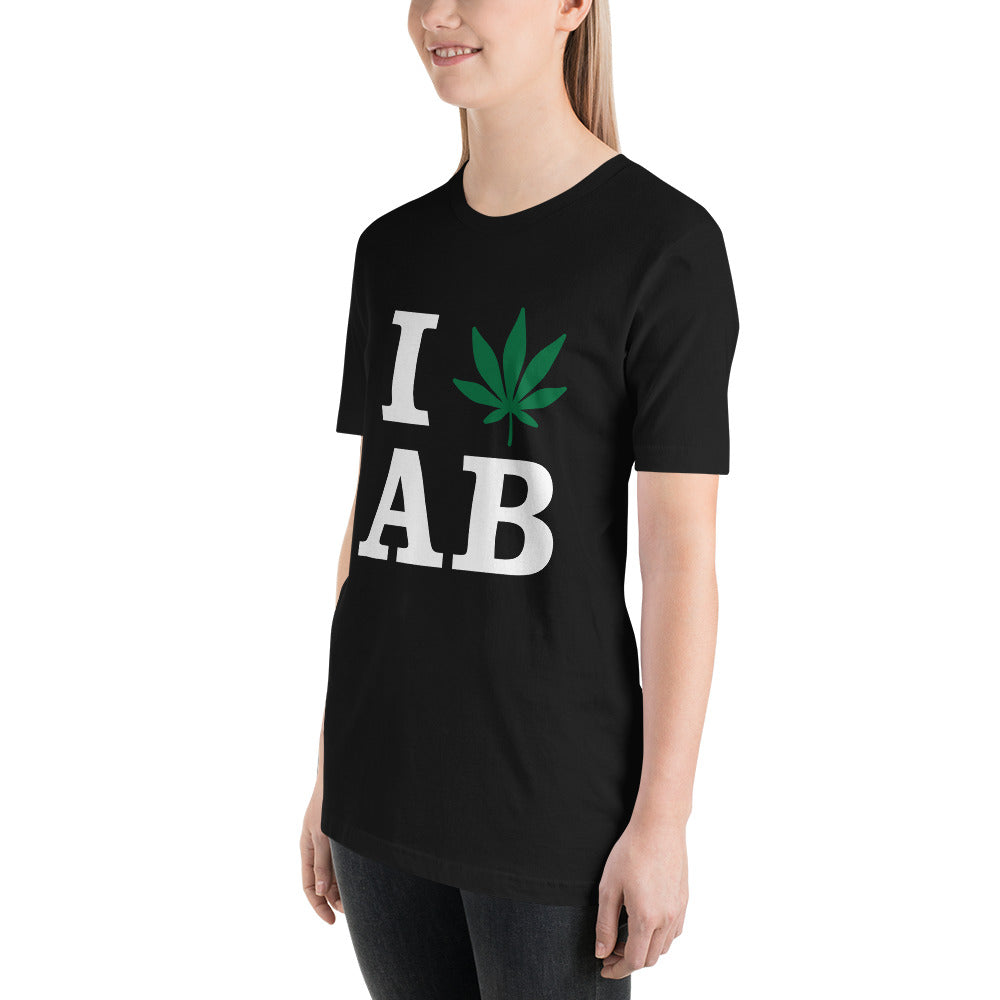 I Leaf AB Alberta Canada Unisex t-shirt Cannabis Marijuana Weed Pot Advocacy