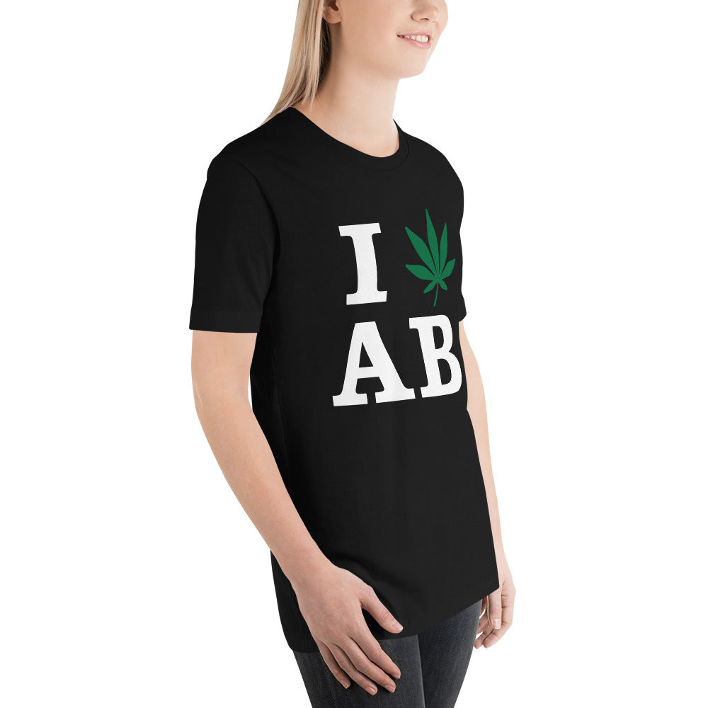 I Leaf AB Alberta Canada Unisex t-shirt Cannabis Marijuana Weed Pot Advocacy