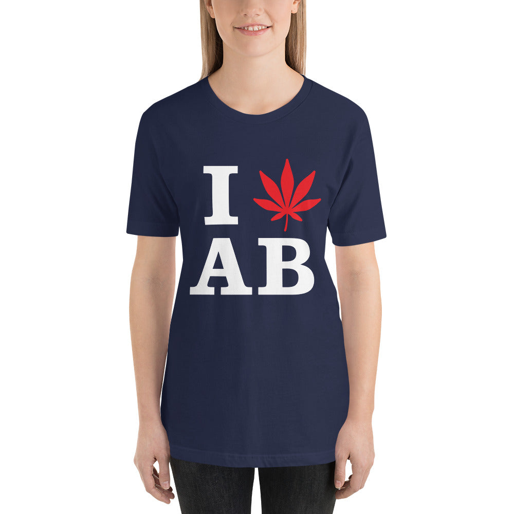 I Leaf AB Alberta Canada Unisex t-shirt Cannabis Marijuana Weed Pot Advocacy