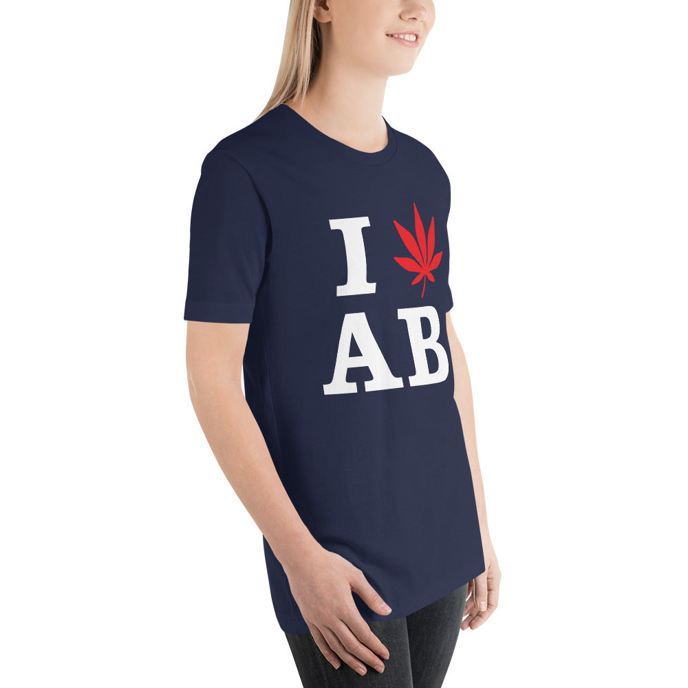 I Leaf AB Alberta Canada Unisex t-shirt Cannabis Marijuana Weed Pot Advocacy