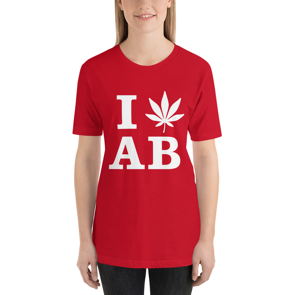 I Leaf AB Alberta Canada Unisex t-shirt Cannabis Marijuana Weed Pot Advocacy