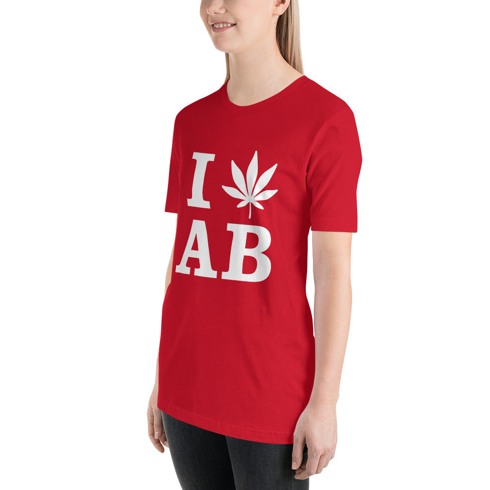 I Leaf AB Alberta Canada Unisex t-shirt Cannabis Marijuana Weed Pot Advocacy