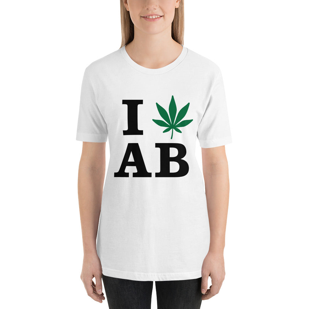 I Leaf AB Alberta Canada Unisex t-shirt Cannabis Marijuana Weed Pot Advocacy