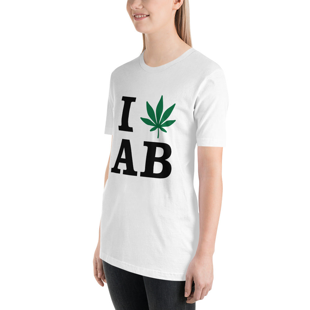 I Leaf AB Alberta Canada Unisex t-shirt Cannabis Marijuana Weed Pot Advocacy