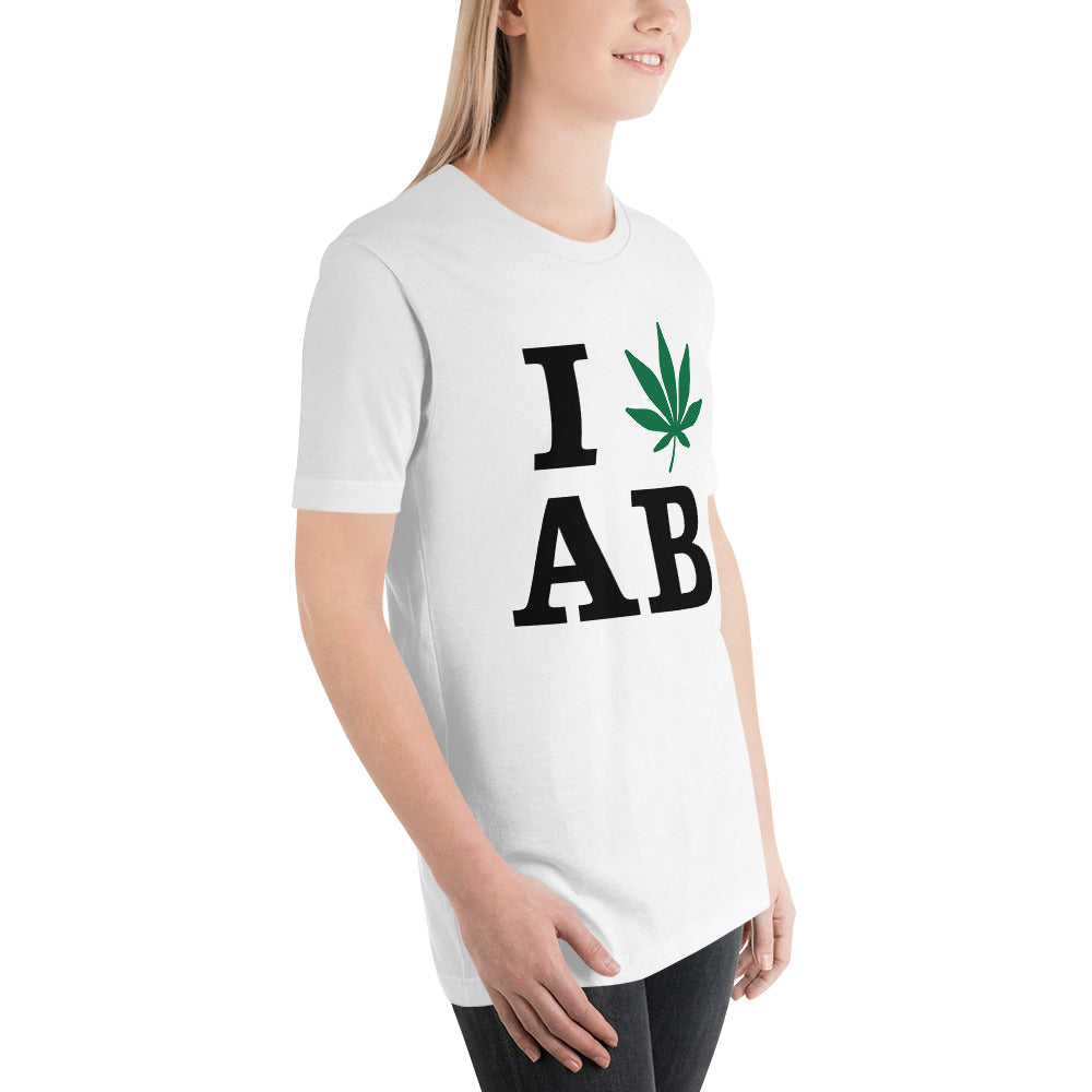 I Leaf AB Alberta Canada Unisex t-shirt Cannabis Marijuana Weed Pot Advocacy