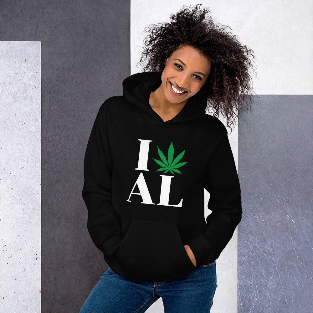 Alabama I Leaf AL Unisex Hoodie USA Cannabis Marijuana Pot Weed Advocacy