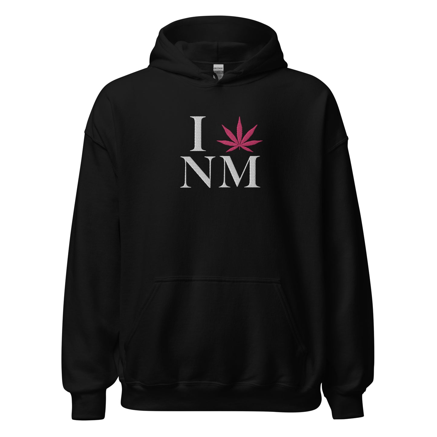 Embroidered I Pink Leaf NM New Mexico USA Unisex Hoodie Cannabis Marijuana Pot Weed Advocacy