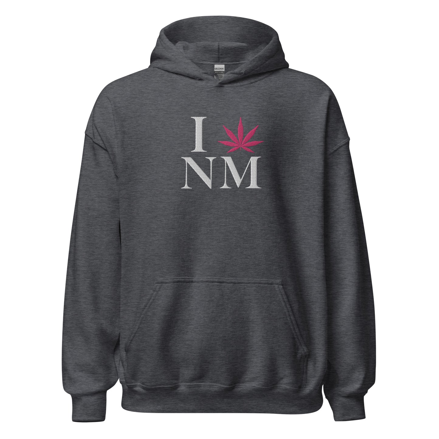 Embroidered I Pink Leaf NM New Mexico USA Unisex Hoodie Cannabis Marijuana Pot Weed Advocacy