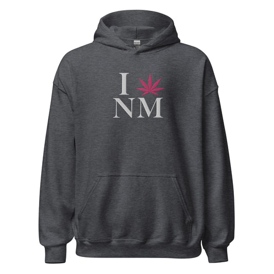 Embroidered I Pink Leaf NM New Mexico USA Unisex Hoodie Cannabis Marijuana Pot Weed Advocacy