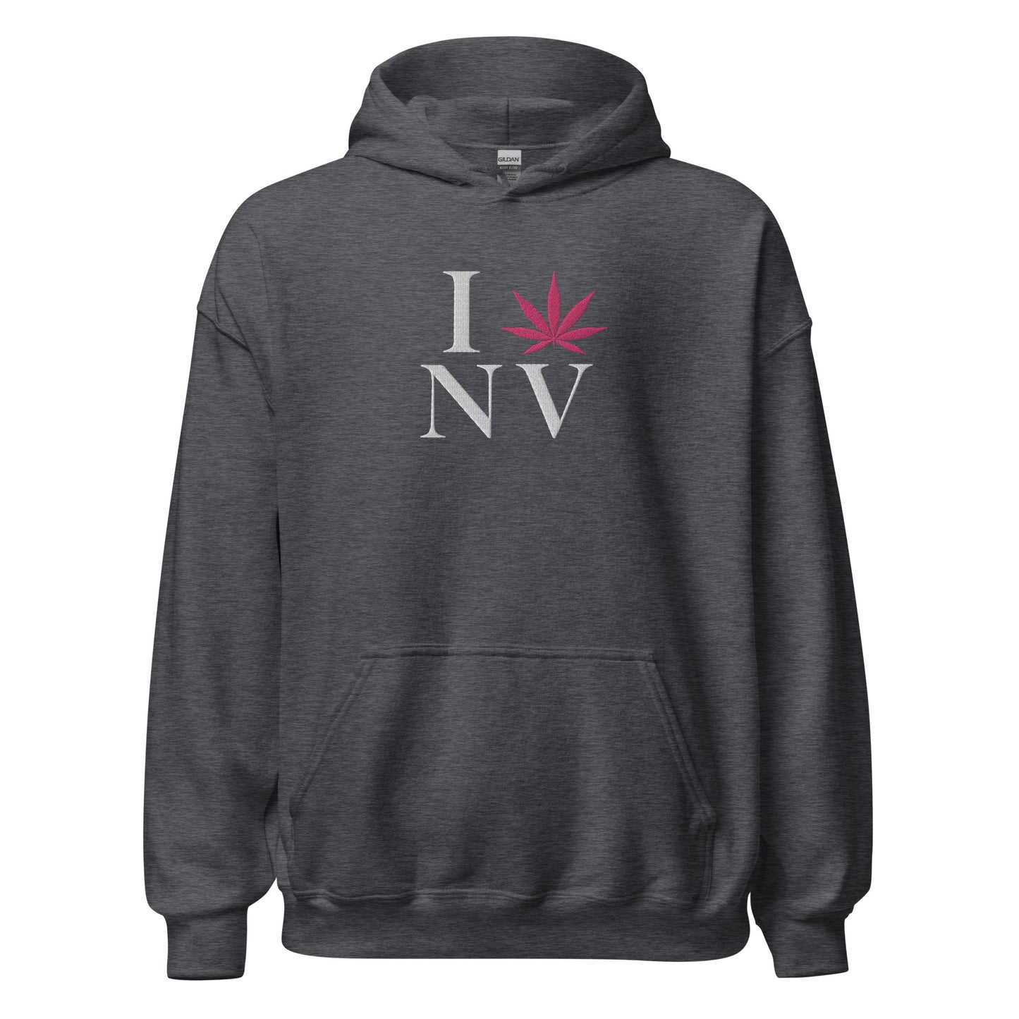 Embroidered I Pink Leaf NV Nevada USA Unisex Hoodie Cannabis Marijuana Pot Weed Advocacy