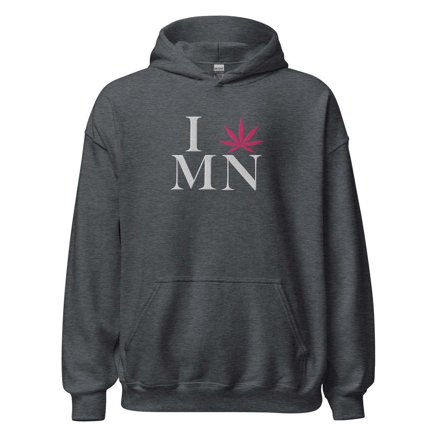Embroidered I Pink Leaf MN Minnesota USA Unisex Hoodie Cannabis Marijuana Pot Weed Advocacy