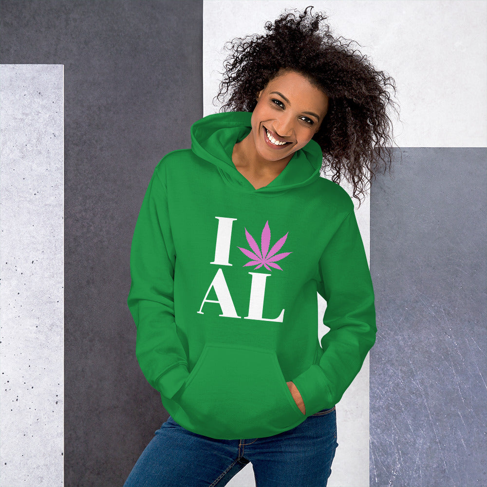 Alabama I Leaf AL Unisex Hoodie USA Cannabis Marijuana Pot Weed Advocacy
