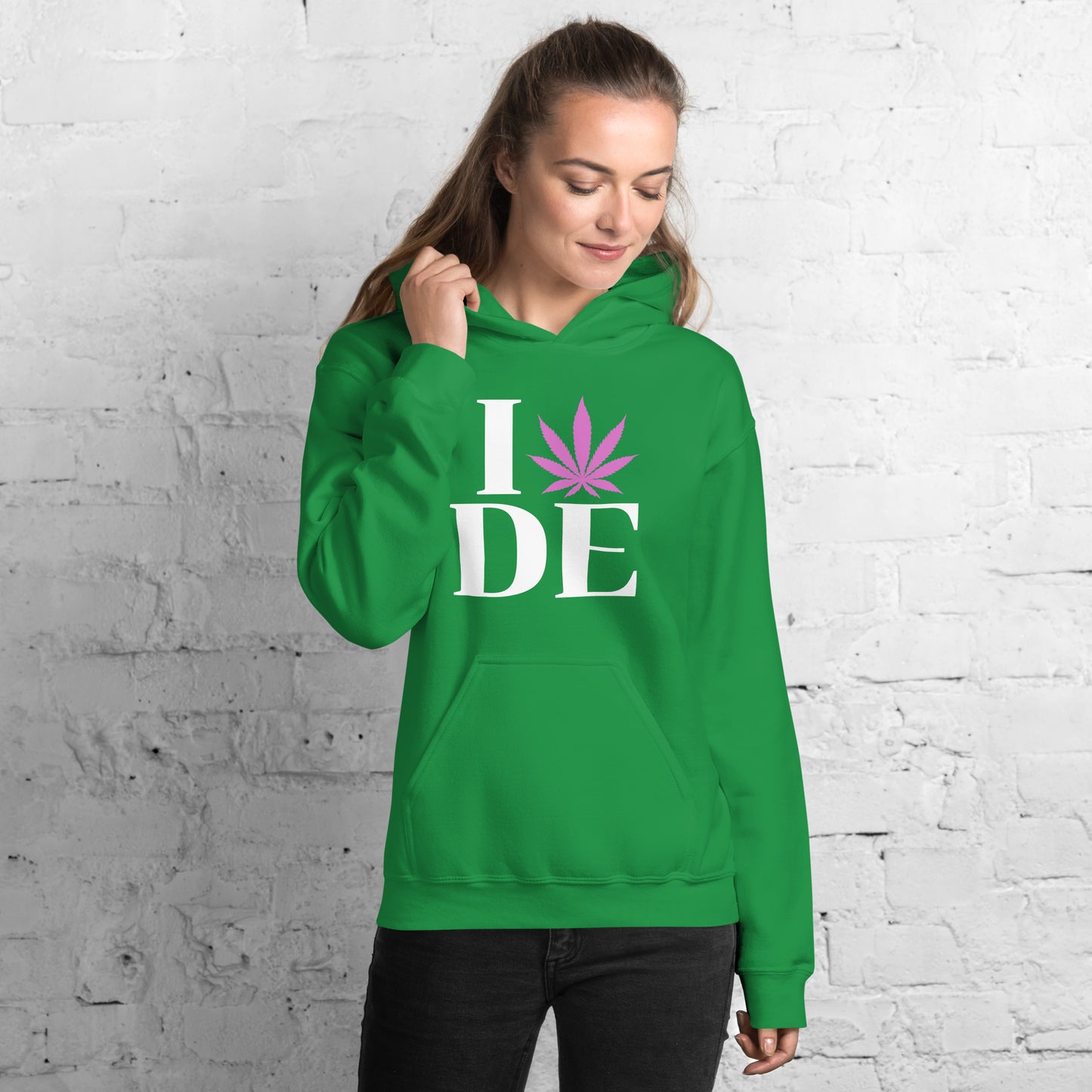 Delaware I Leaf DE Unisex Hoodie USA Cannabis Marijuana Pot Weed Advocacy