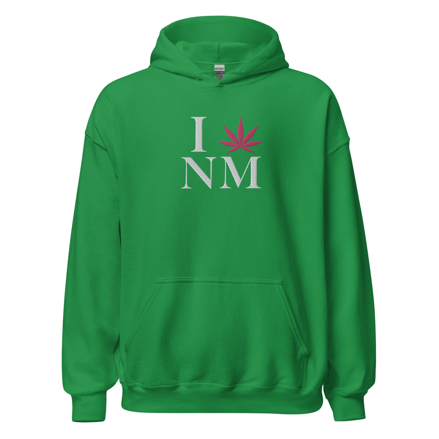 Embroidered I Pink Leaf NM New Mexico USA Unisex Hoodie Cannabis Marijuana Pot Weed Advocacy