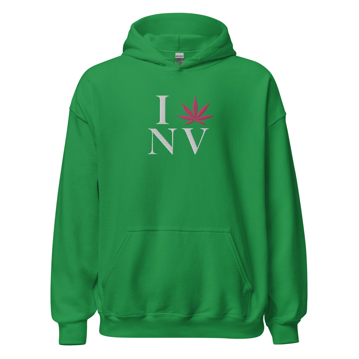 Embroidered I Pink Leaf NV Nevada USA Unisex Hoodie Cannabis Marijuana Pot Weed Advocacy