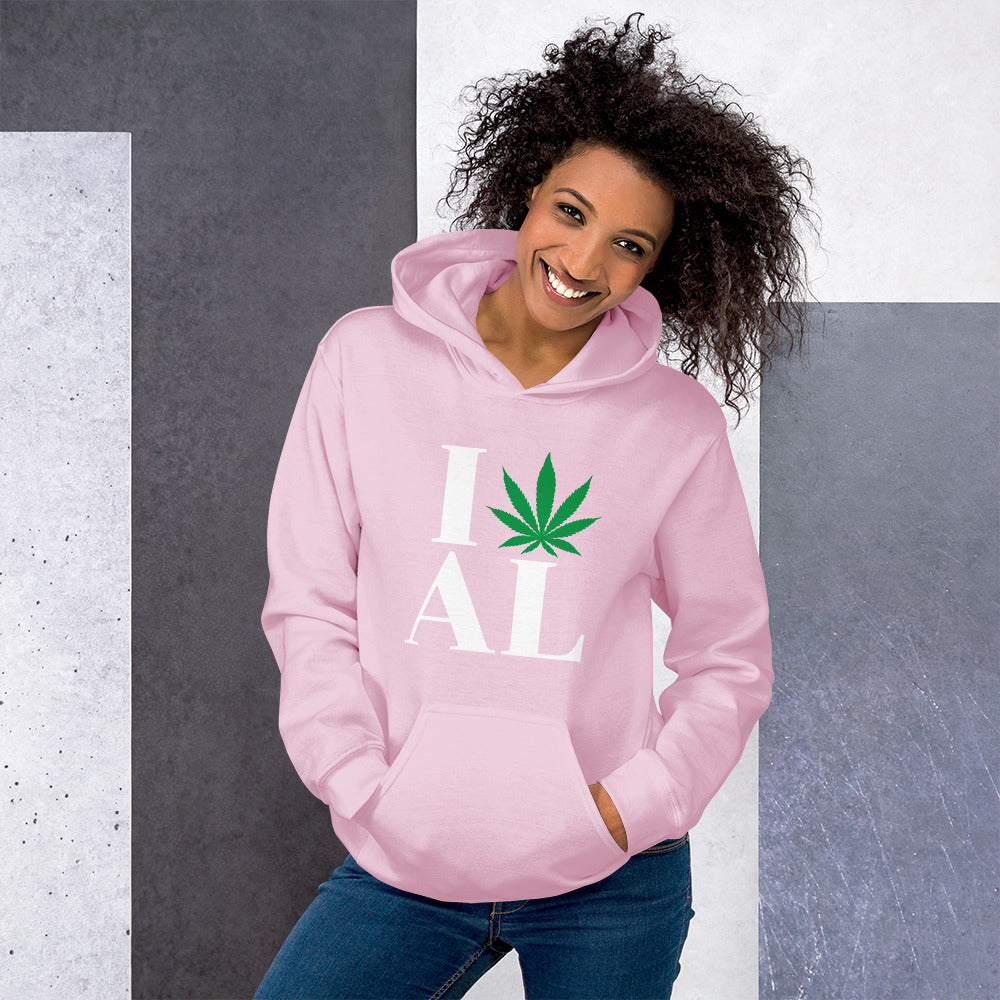 Alabama I Leaf AL Unisex Hoodie USA Cannabis Marijuana Pot Weed Advocacy