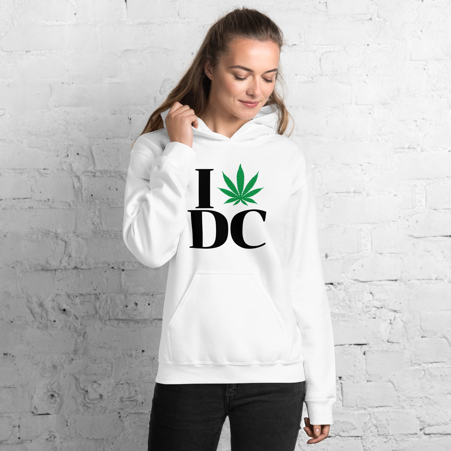 Washington DC I Leaf DC Unisex Hoodie USA Cannabis Marijuana Pot Weed Advocacy