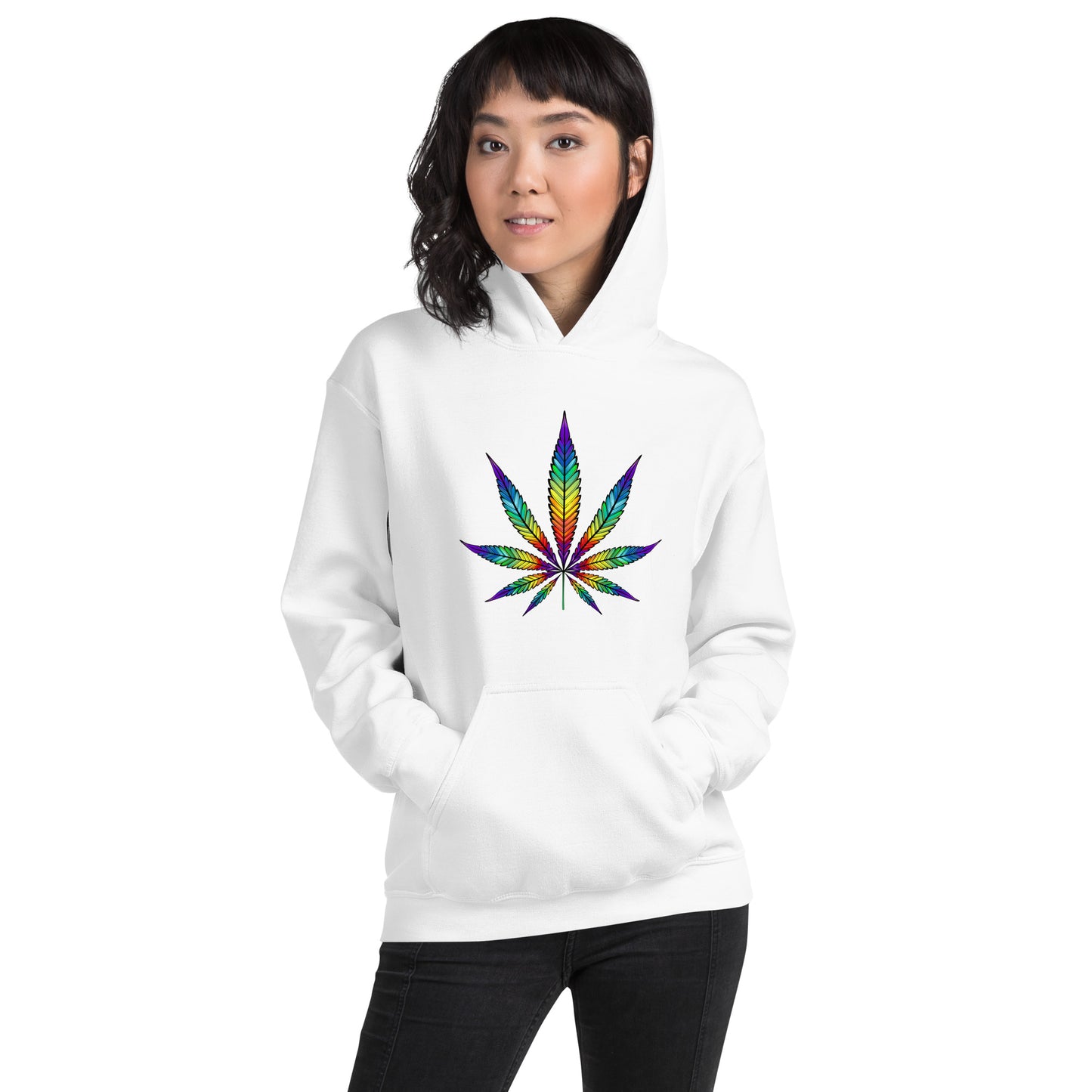 Rainbow Leaf Rep Your State of Mind Unisex Hoodie Cannabis Marijuana Pot Weed Advocacy