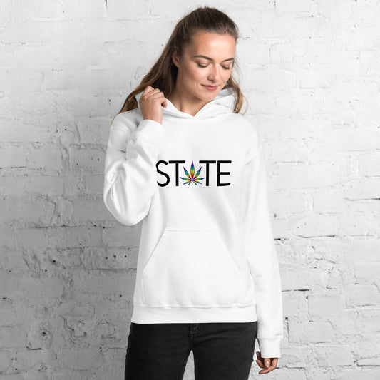 State of Mind Rainbow Leaf Unisex Hoodie Cannabis Marijuana Pot Weed Advocacy