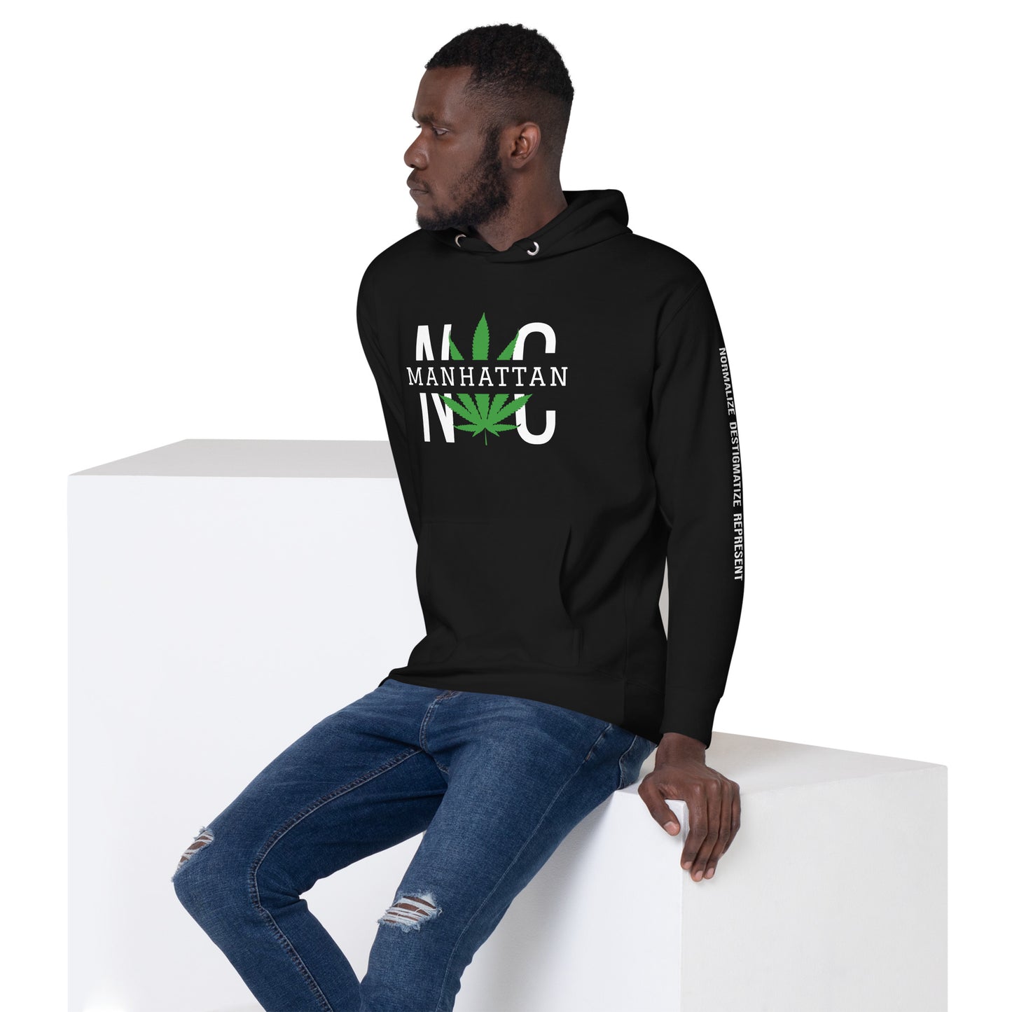 Manhattan NYC Leaf Print Unisex Hoodie