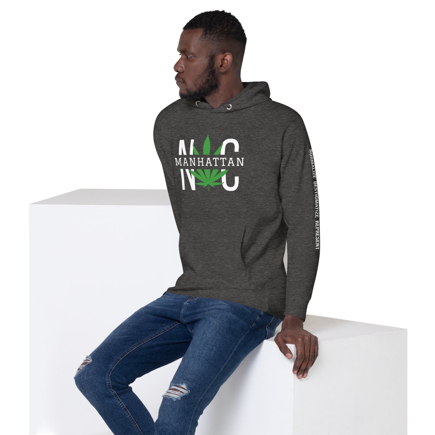 Manhattan NYC Leaf Print Unisex Hoodie