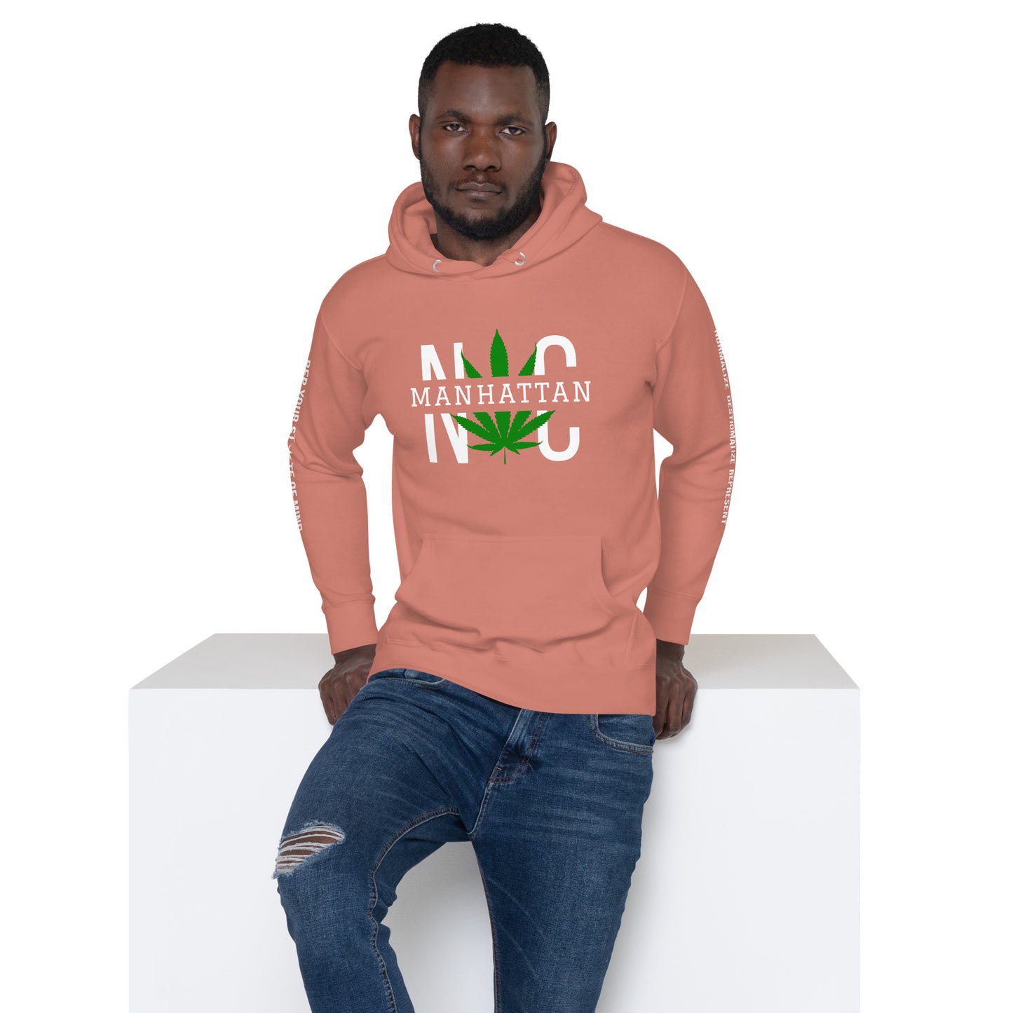 Manhattan NYC Leaf Print Unisex Hoodie