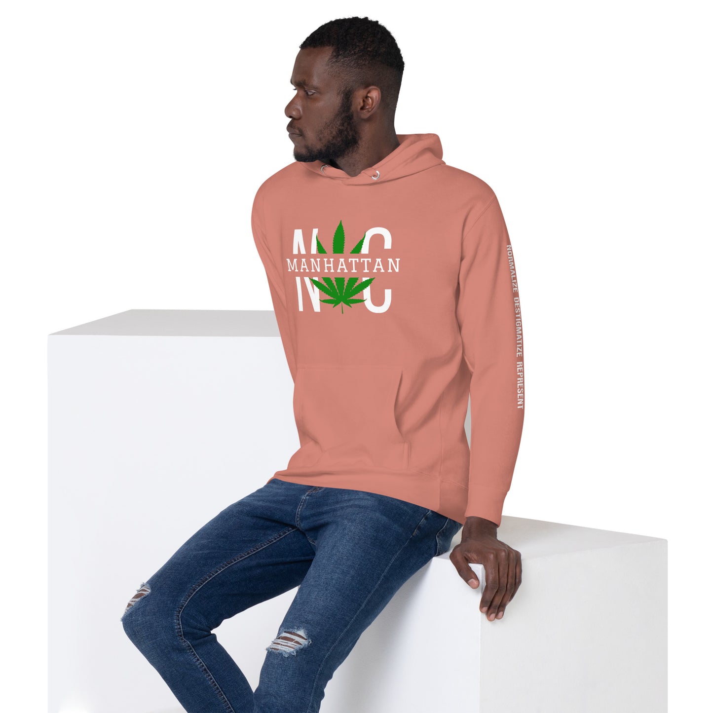 Manhattan NYC Leaf Print Unisex Hoodie
