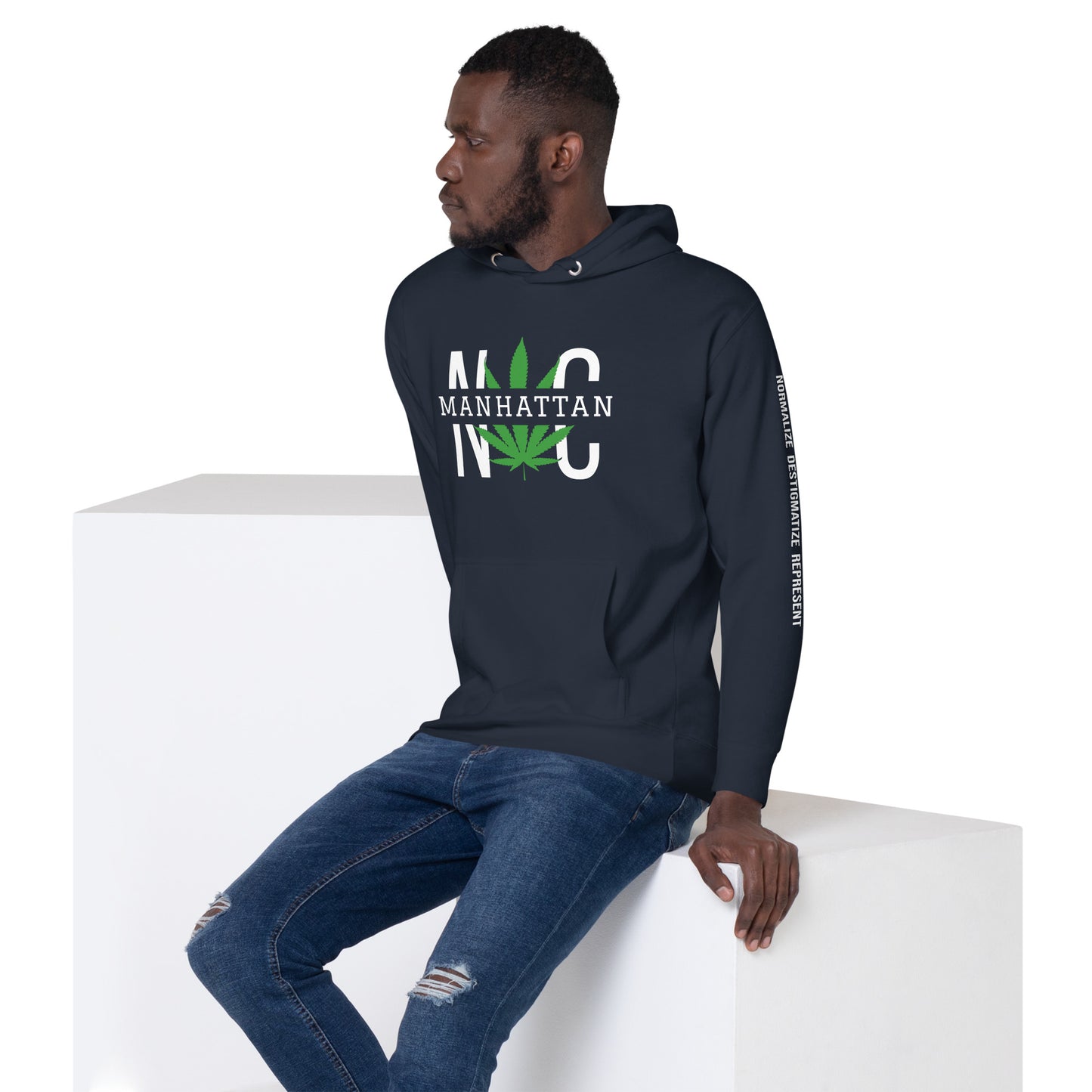 Manhattan NYC Leaf Print Unisex Hoodie
