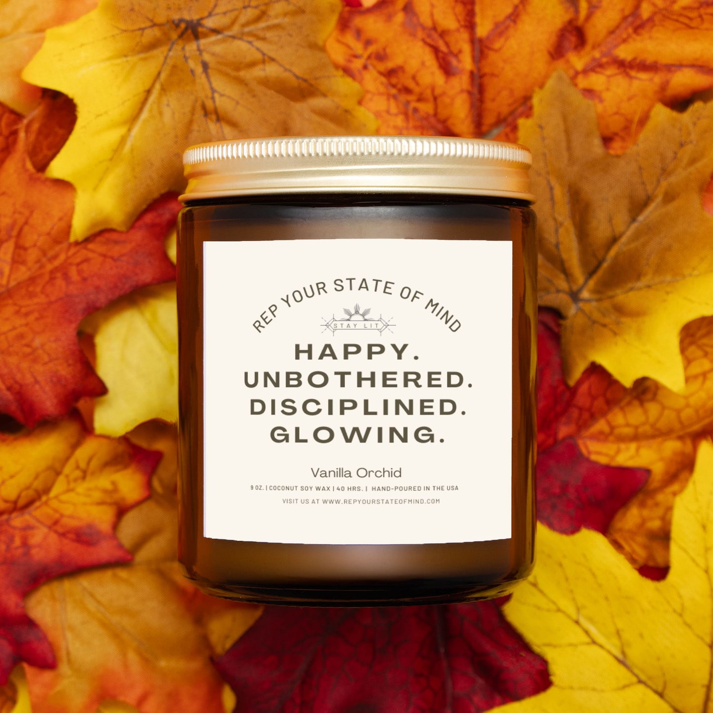 Happy. Unbothered. Disciplined. Glowing. Candle in Vanilla Orchid