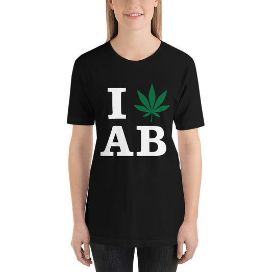 I Leaf AB Alberta Canada Unisex t-shirt Cannabis Marijuana Weed Pot Advocacy