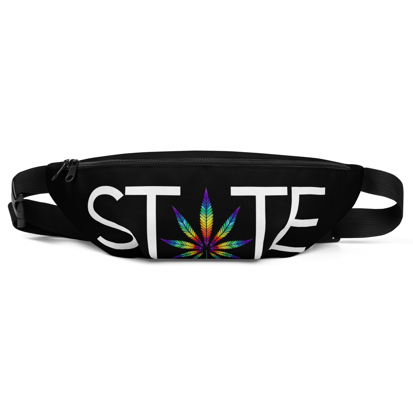 Black State of Mind Solid / Rainbow Leaf Fanny Pack Cannabis Marijuana Pot Weed Advocacy