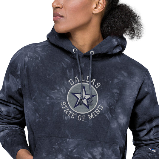 Dallas State of Mind Cowboys Team Unisex Champion tie-dye hoodie