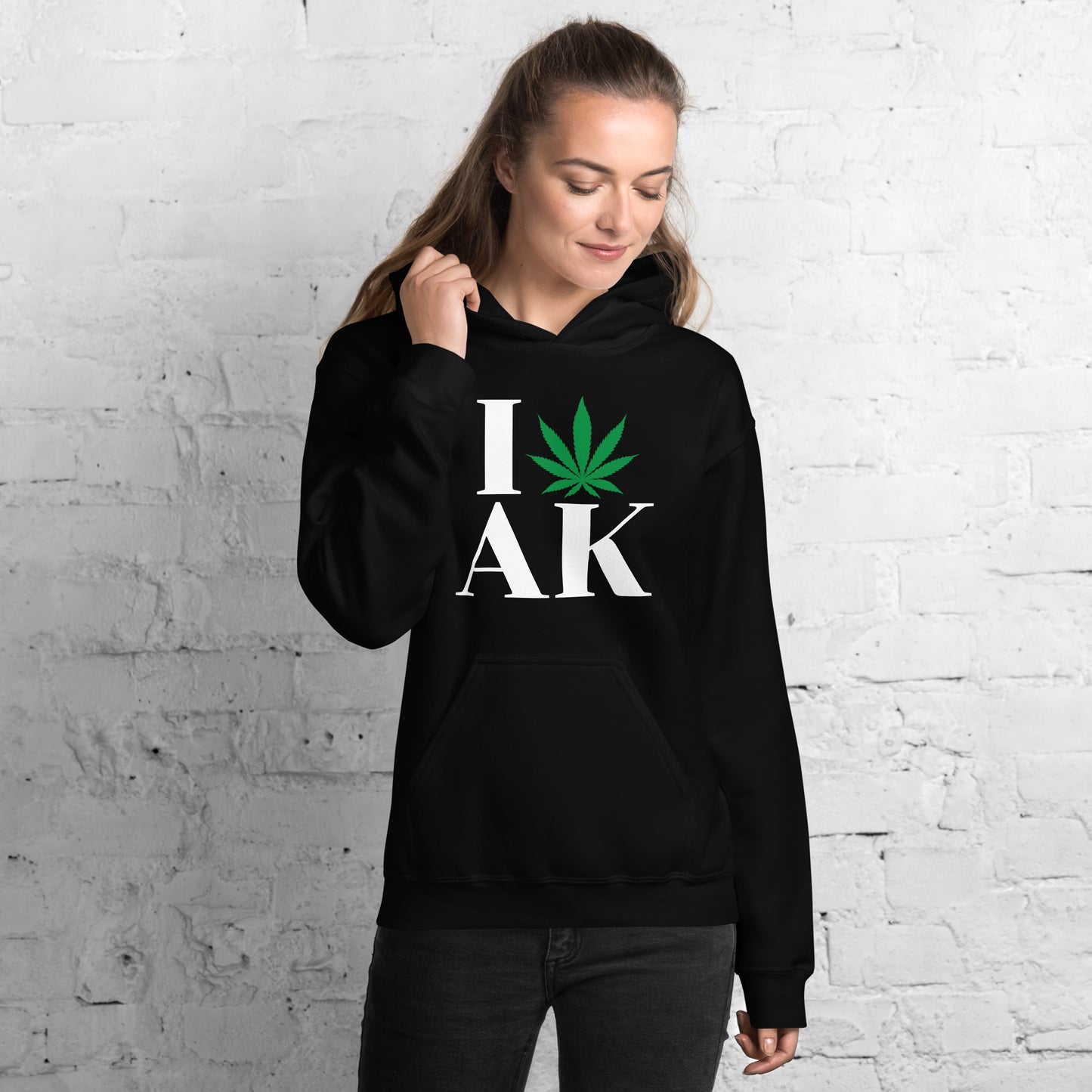 Alaska I Leaf AK Unisex Hoodie USA Cannabis Marijuana Pot Weed Advocacy
