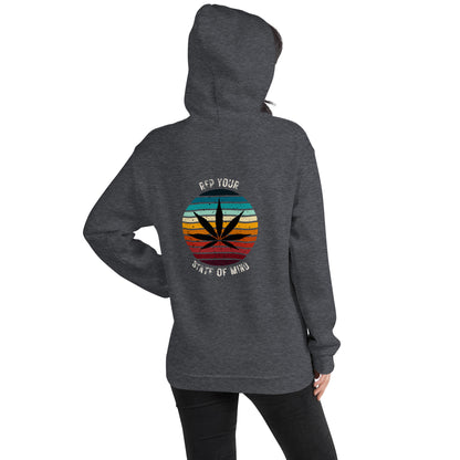 Sunset Circle Rep Your State of Mind Unisex Hoodie Cannabis Marijuana Pot Weed Advocacy