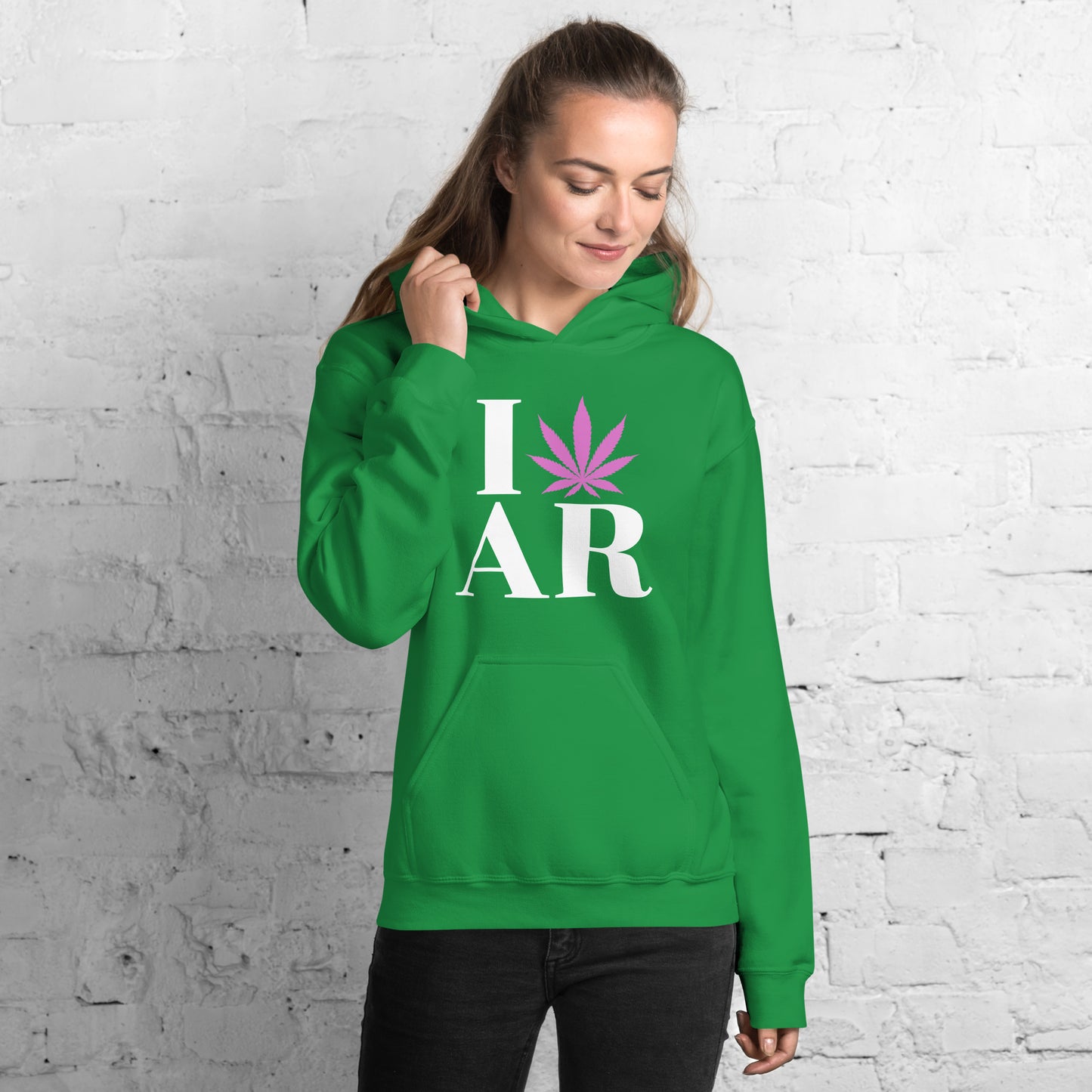 Arkansas I Leaf AR Unisex Hoodie USA Cannabis Marijuana Pot Weed Advocacy