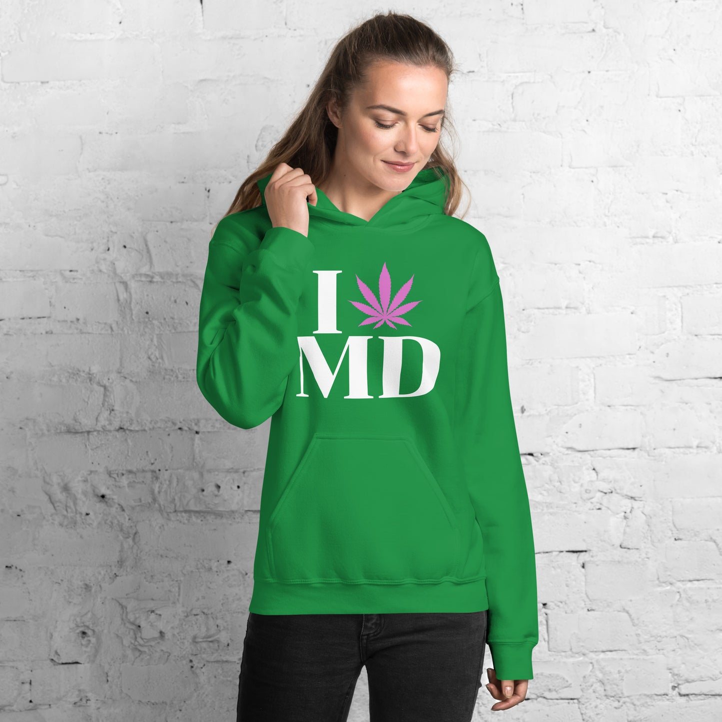 Maryland I Leaf MD Unisex Hoodie USA Cannabis Marijuana Pot Weed Advocacy
