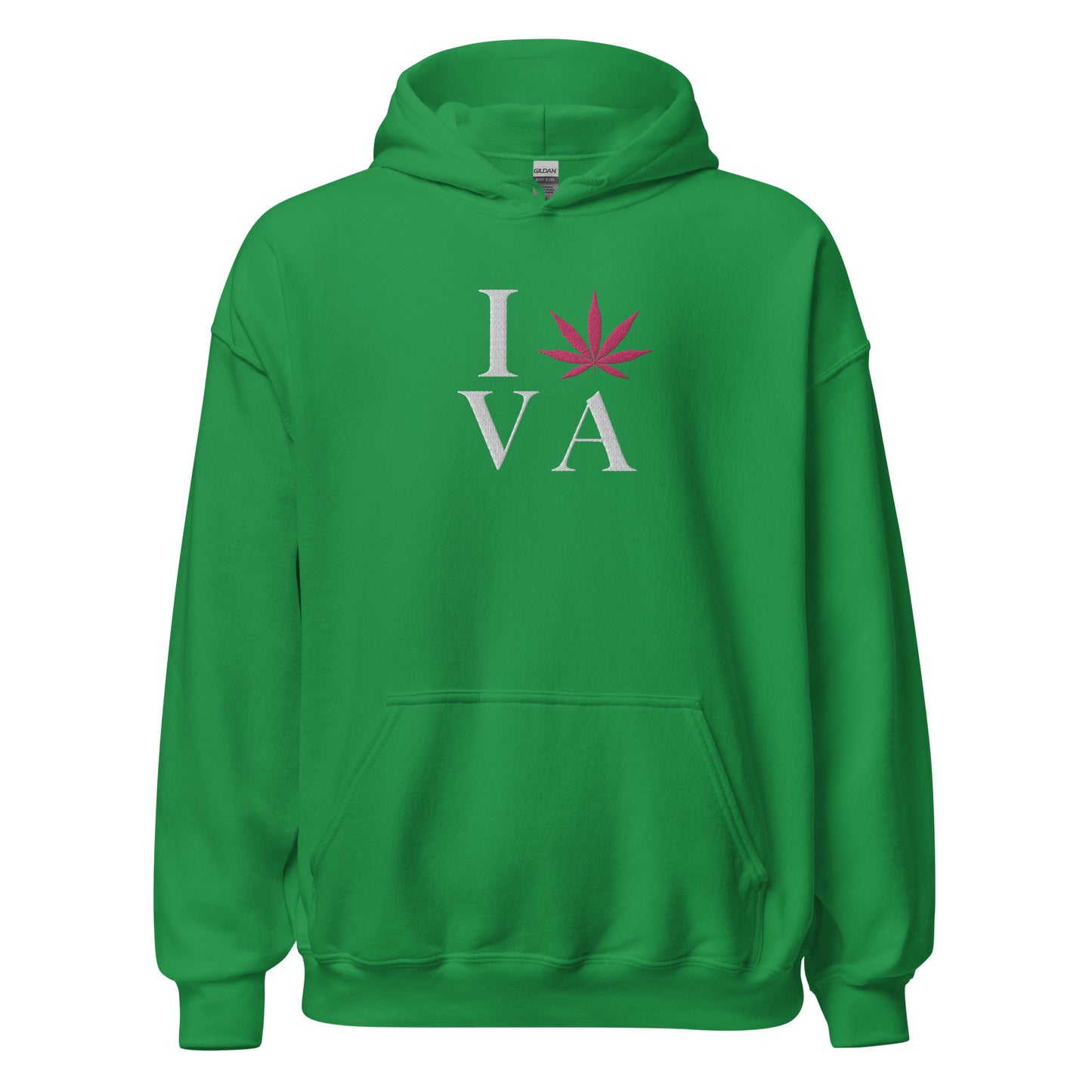 Embroidered I Pink Leaf VA Virginia USA Unisex Hoodie Cannabis Marijuana Pot Weed Advocacy