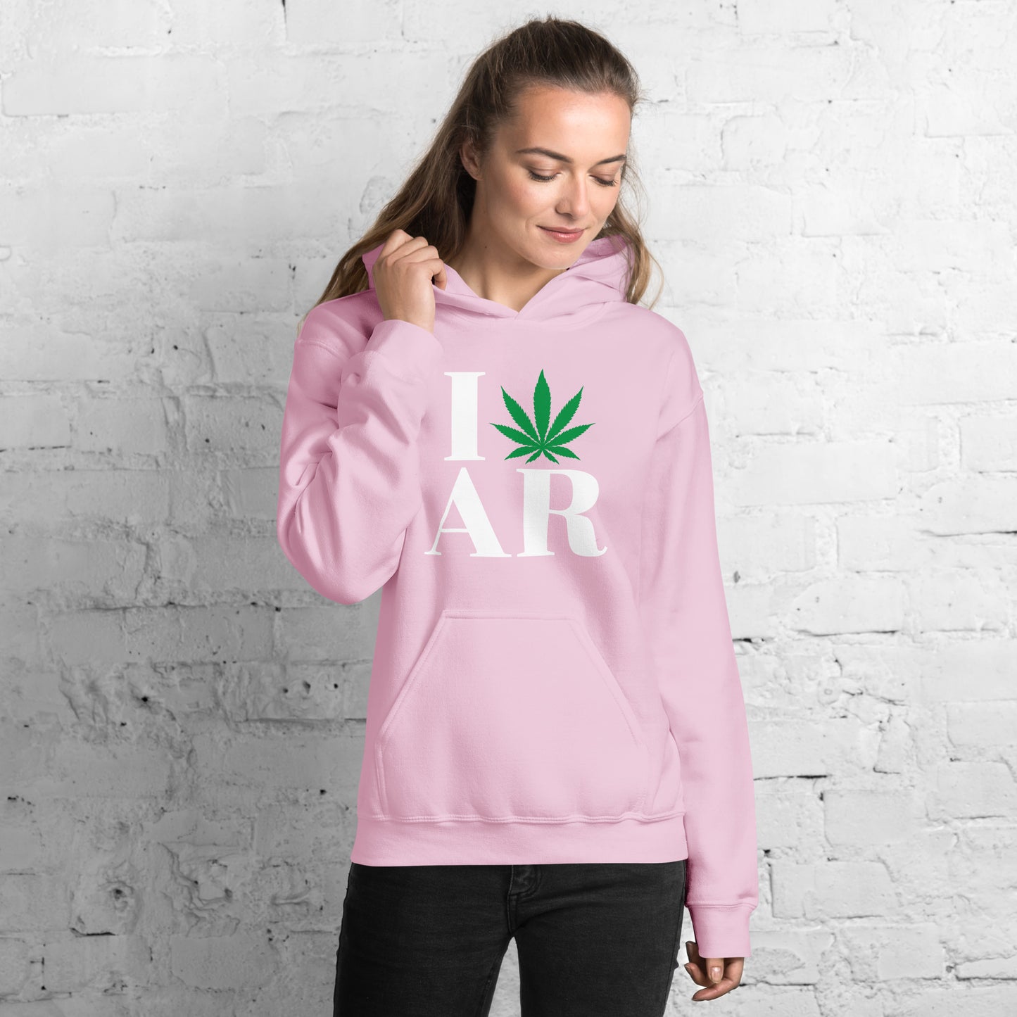 Arkansas I Leaf AR Unisex Hoodie USA Cannabis Marijuana Pot Weed Advocacy