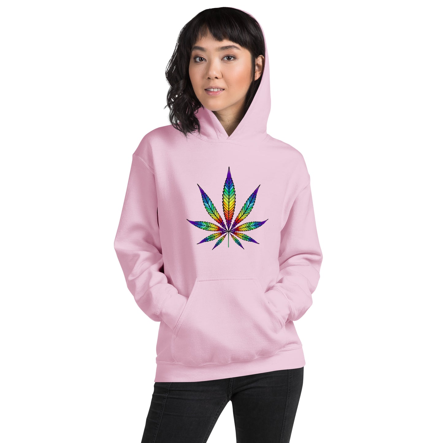 Rainbow Leaf Rep Your State of Mind Unisex Hoodie Cannabis Marijuana Pot Weed Advocacy