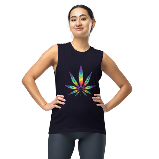 Rainbow Leaf Rep Your State of Mind Muscle Shirt Cannabis Marijuana Pot Weed Advocacy